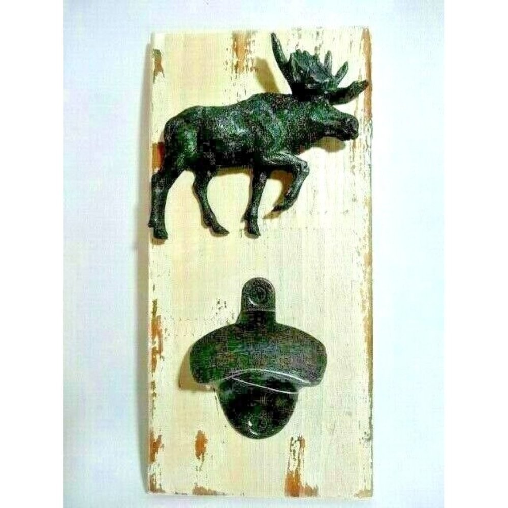 Rivers Edge Moose Bottle Opener Wall Mount 4.5 x 9 Inch Poly Resin Wood Rustic